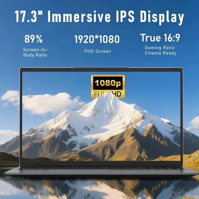 Alt view image 3 of 5 - CHIFUYOU 2025 Gaming Laptop,17.3 Inch Laptop Computer,16GB RAM 1TB SSD,N150 Processor(4C/4T, Up to 3.6GHz),17.3" FHD 1920 * 1080 Display,WiFi 5,BT4.2, Backlit Keyboard