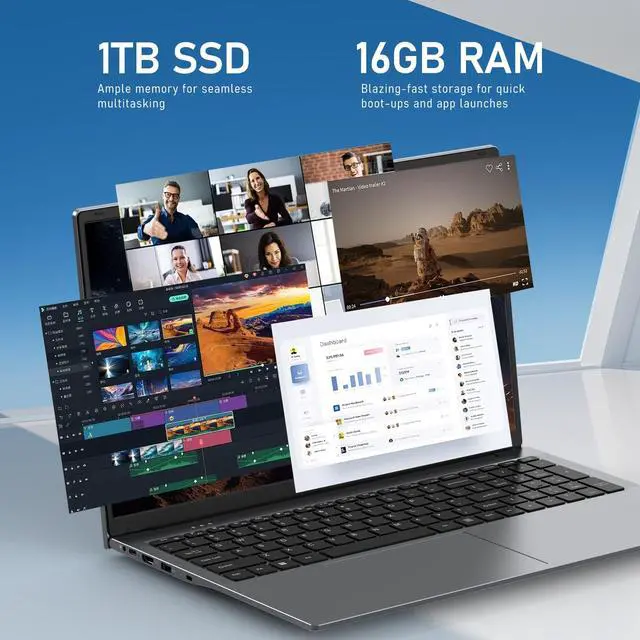 Alt view image 4 of 5 - CHIFUYOU 2025 Gaming Laptop,17.3 Inch Laptop Computer,16GB RAM 1TB SSD,N150 Processor(4C/4T, Up to 3.6GHz),17.3" FHD 1920 * 1080 Display,WiFi 5,BT4.2, Backlit Keyboard