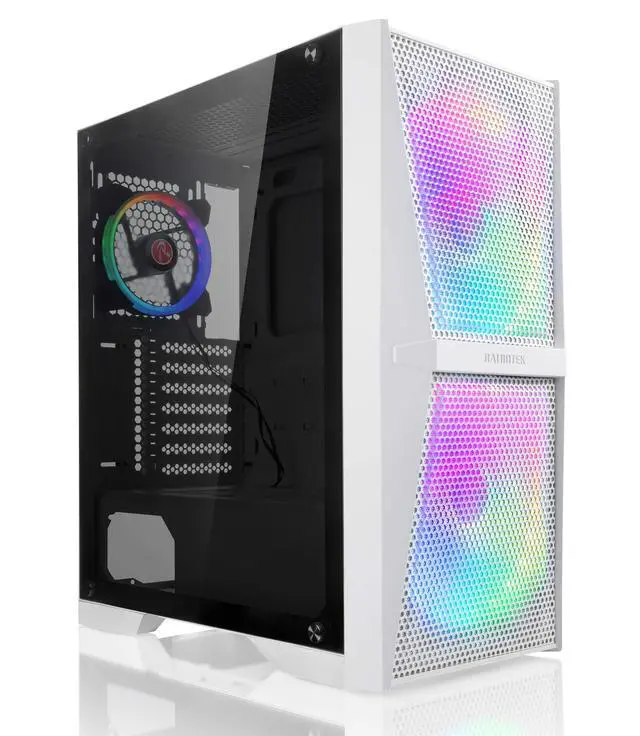 Alt view image 4 of 4 - Raijintek SILENOS MS White, a ATX Tower case with Mesh at Front and Tempered Glass (4.0mm) Side Panel, can Install 2pcs ARGB 200mm Fans at Front and 1pcs 120mm ARGB Fan at Rear