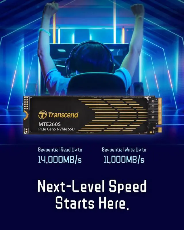 Alt view image 3 of 5 - Transcend 1TB Gen5 SSD with Heatsink, Up to 14,000MB/s, Storage Expansion for PS5 Consoles, Compatible with Desktops/Laptops, M.2 2280 PCIe 5.0 NVMe Gen5x4 Internal Solid State Hard Drive, 3D TLC NAND