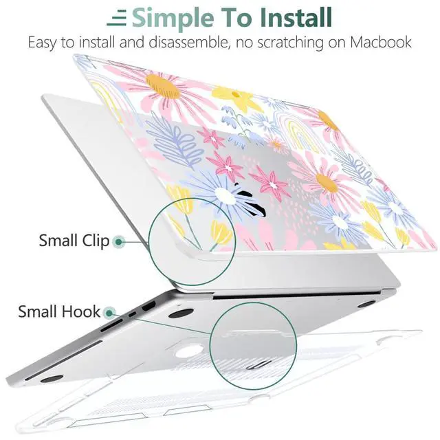 Alt view image 3 of 5 - DONGKE for M4 MacBook Pro 16 Inch Case 2024 2023 2021 A3403 A3186 M3 A2991 M2 A2780 M1 A2485 Pro/Max Chip, Plastic Hard Shell Case & Keyboard Cover for Mac Pro 16 with Touch ID, Florals