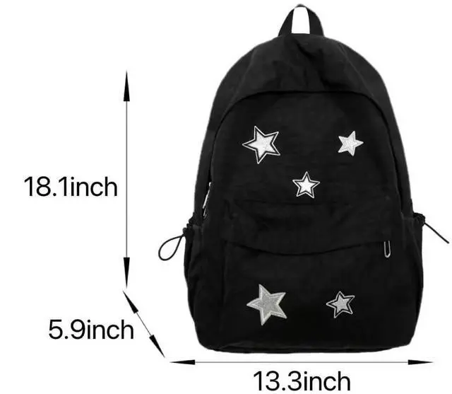 Alt view image 3 of 5 - MININAI Cute Y2K Aesthetic Backpack Stars Pattern Preppy Backpack Laptop Backpack Back to College Supplies (Blue,One Size)