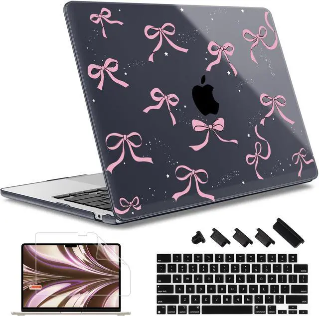 Main image of May Chen for M4 MacBook Air 15 inch Case A3241 A3114 M3 A2941 M2 2025 2024 2023 Release, Plastic Hard Shell for MacBook Air 15.3" with Retina Dispaly Fits Touch ID, Crystal Black Bow