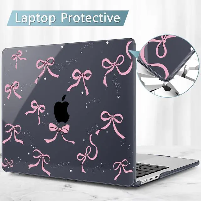 Alt view image 5 of 5 - May Chen for M4 MacBook Air 15 inch Case A3241 A3114 M3 A2941 M2 2025 2024 2023 Release, Plastic Hard Shell for MacBook Air 15.3" with Retina Dispaly Fits Touch ID, Crystal Black Bow