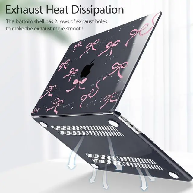 Alt view image 4 of 5 - May Chen for M4 MacBook Air 15 inch Case A3241 A3114 M3 A2941 M2 2025 2024 2023 Release, Plastic Hard Shell for MacBook Air 15.3" with Retina Dispaly Fits Touch ID, Crystal Black Bow