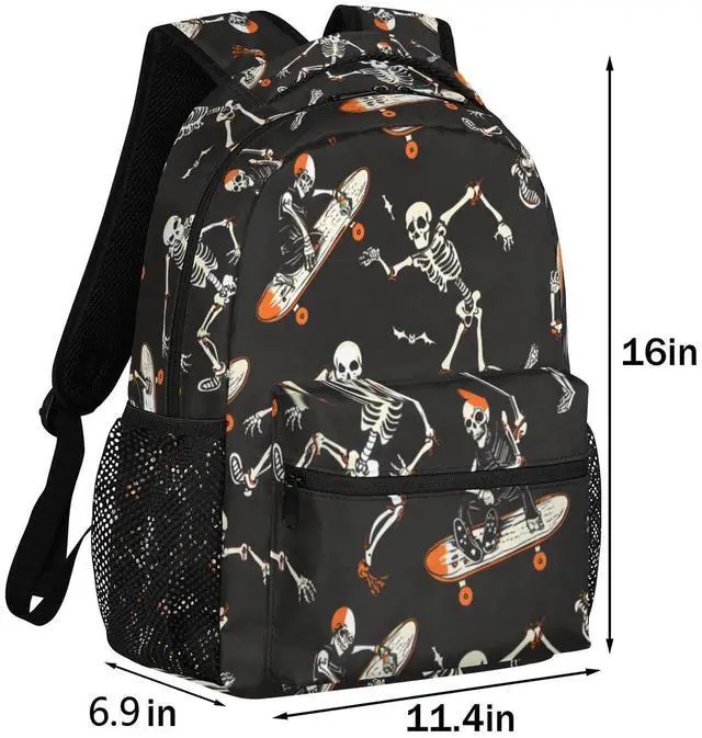 Alt view image 2 of 5 - Halloween Skull Backpacks for Boys Girls Kids Funny Soprt Skuu Lightweight 16 Inch School Backpack Laptop College Bookbag Travel Casual Daypack Hiking Camping Computer Rucksack Medium