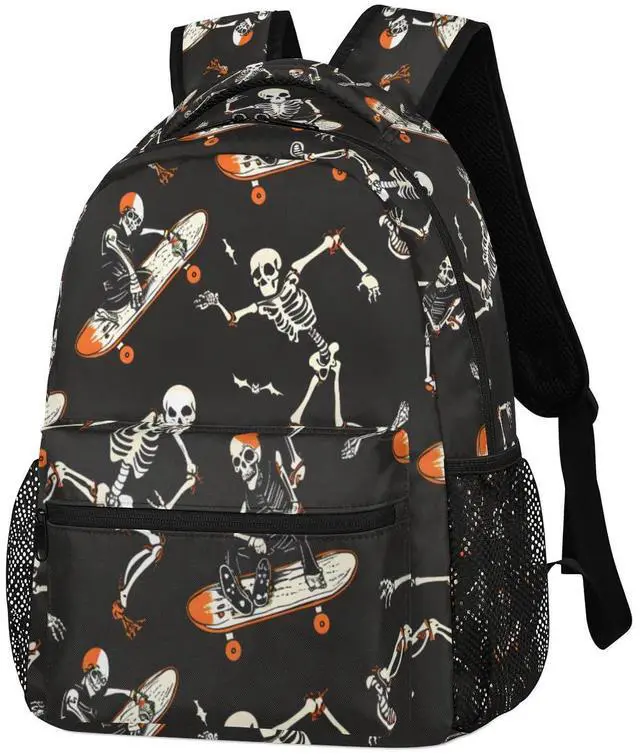 Alt view image 3 of 5 - Halloween Skull Backpacks for Boys Girls Kids Funny Soprt Skuu Lightweight 16 Inch School Backpack Laptop College Bookbag Travel Casual Daypack Hiking Camping Computer Rucksack Medium