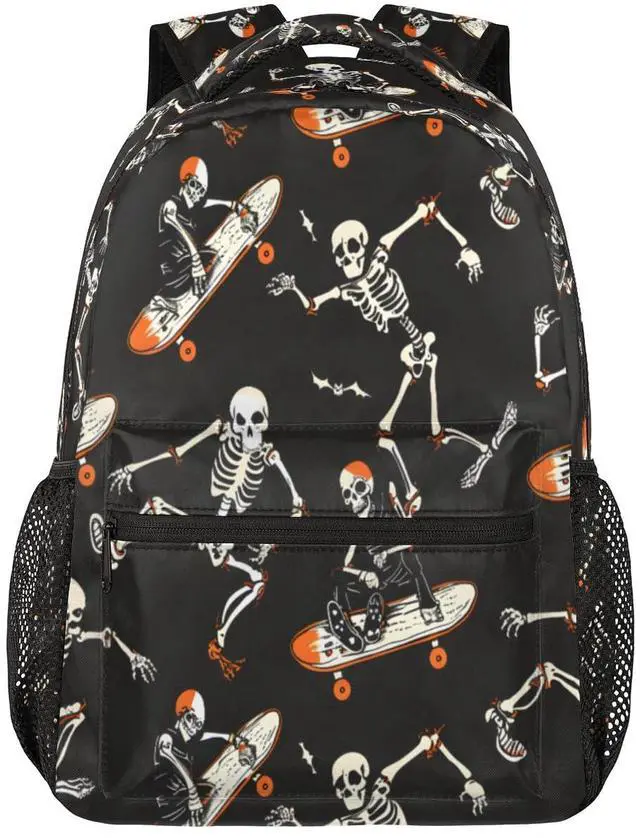Alt view image 4 of 5 - Halloween Skull Backpacks for Boys Girls Kids Funny Soprt Skuu Lightweight 16 Inch School Backpack Laptop College Bookbag Travel Casual Daypack Hiking Camping Computer Rucksack Medium