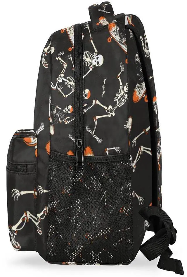 Alt view image 5 of 5 - Halloween Skull Backpacks for Boys Girls Kids Funny Soprt Skuu Lightweight 16 Inch School Backpack Laptop College Bookbag Travel Casual Daypack Hiking Camping Computer Rucksack Medium