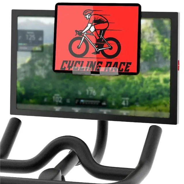 Alt view image 2 of 5 - DoublePlus Tablet Holder & Pedals for Regular Shoes (Red) Compatible with Peloton Bike & Bike Plus