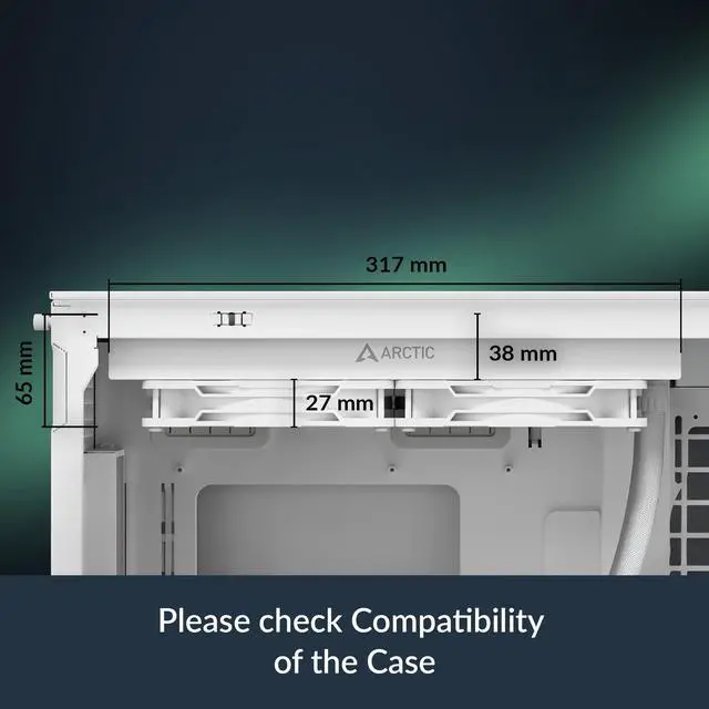 Alt view image 2 of 5 - ARCTIC Liquid Freezer III Pro 280 A-RGB (White) - AIO CPU Cooler, 2 x 140 mm Water Cooling, 38 mm Radiator, PWM Pump, VRM Fan, AMD AM5/AM4, Intel LGA1851/1770 Contact Frame - White
