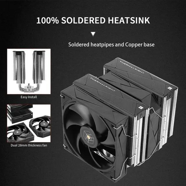 Alt view image 4 of 5 - Thermalrlght Royal Pretor 130 CPU Cooler, 6 Heat Pipes Heatsink CPU Cooling, TL-H12-X28 and TL-HD13-X28 Fan, Compatible with Intel LGA115X/1200/2011/1700/1851;AM4/AM5 Platforms