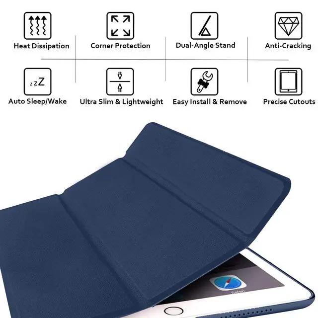 Alt view image 5 of 5 - DuraSafe Cases iPad PRO 12.9 Inch 1 Gen [ Pro 12.9 2015 1st Gen ] ML0H2LL/A ML0G2LL/A ML0N2LL/A ML0Q2LL/A ML0R2LL/A ML0V2LL/A ML0U2LL/A ML0T2LL/A Hard PC Back Trifold Cover - Indigo