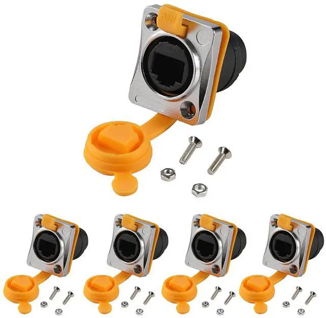 Main image of PENGLIN 5PCS RJ45 Panel Mount Coupler, D-Type RJ45 Panel Connector, CAT6/5E/CAT5 Female to Female LAN Network Bulkhead Pass Through Socket with Cap