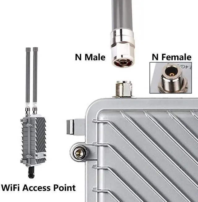 Alt view image 3 of 5 - Dual Band WiFi Antenna 6dBi 2.4G / 5GHz Outdoor Mini Omni Antenna N-Male Connector for WiFi 6 Outdoor Wireless Access Point Waterproof IP67