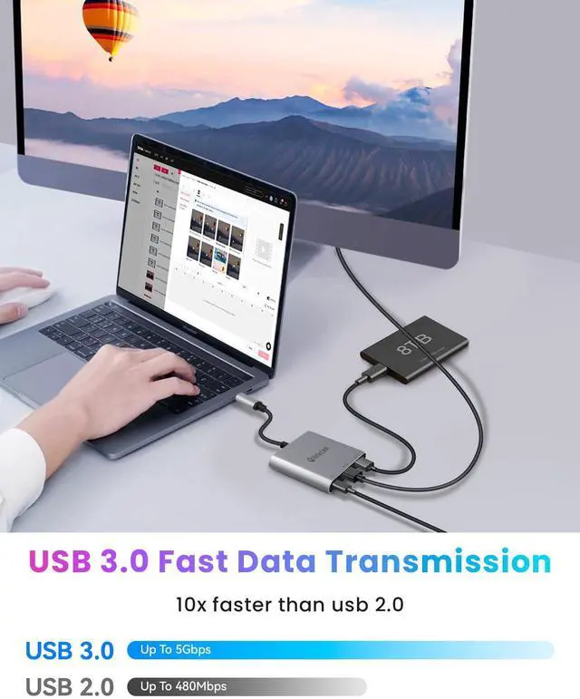 Alt view image 5 of 5 - USB c to Hdmi Adapter 4k120Hz,Usbc HDMI with PD Charger HDMI to USBC Adapter, USB C Hub Multiport AV Converter Compatible with MacBook,Laptops, Switch 4K120Hz