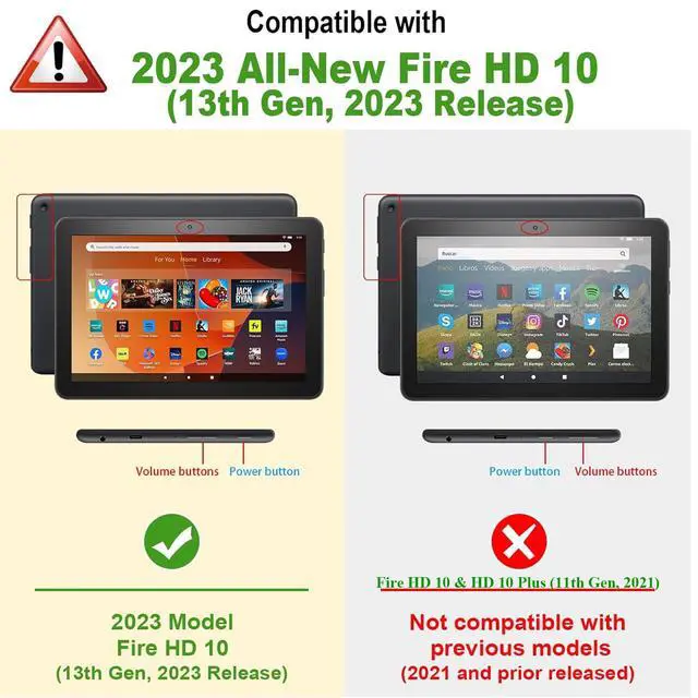 Alt view image 2 of 5 - UUcovers Case for All-New Amazon Kindle Fire HD 10 Tablet (Only Fit 13th Generation, 2023 Release) 10.1 inch [Auto Wake/Sleep] Trifold Slim Lightweight Folio Stand Smart Hard Shockproof Cover, Red