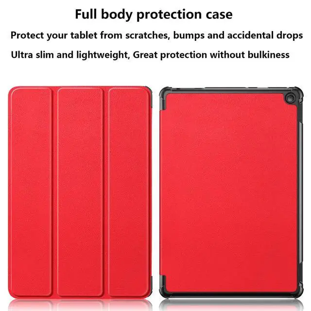 Alt view image 3 of 5 - UUcovers Case for All-New Amazon Kindle Fire HD 10 Tablet (Only Fit 13th Generation, 2023 Release) 10.1 inch [Auto Wake/Sleep] Trifold Slim Lightweight Folio Stand Smart Hard Shockproof Cover, Red
