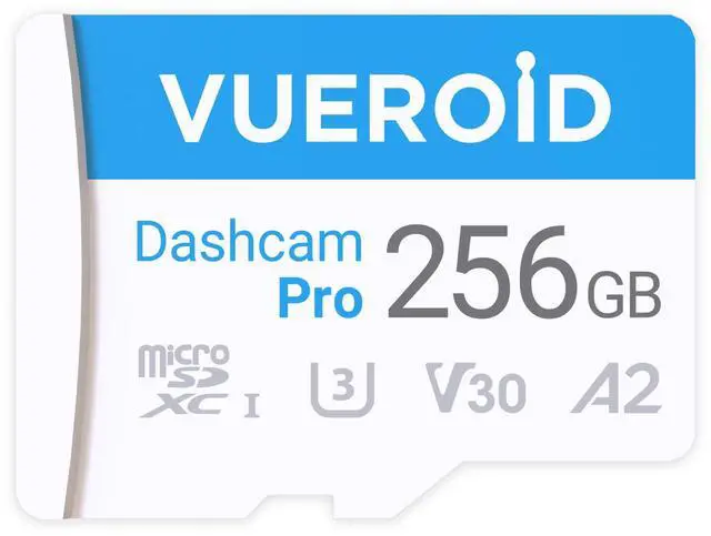 Main image of Vueroid 256GB Dashcam Pro microSD Card with Reader Adapter, C10, V30, UHS-I, Class 10, A1, High Speed Memory Card for 4K UHD Video, Read Speed up to 100 MB/s microsdxc