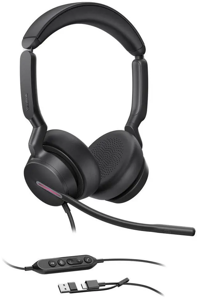 Main image of Yealink UH46 USB Headset with Mic, Wired Headset with 3 Noise Cancelling Microphones for PC/Computer/Laptop, Teams Certified, in Line Controls for Home Office Online Meetings, Plug & Play USB-C/A