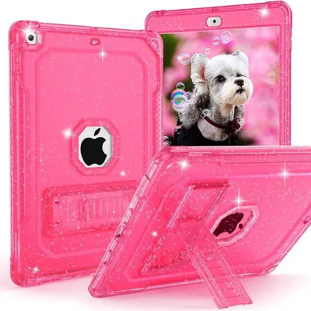 Main image of ZoneFoker for iPad 9th Generation Case, for iPad 8th/7th Generation 10.2 inch Case 2021/2020/2019, Glitter Hot Pink Slim Shockproof Hard iPad 9 8 7 Gen Cute Cover with Stand for Girls/Women