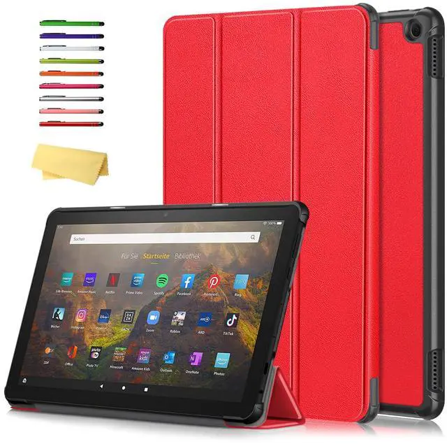 Main image of UUcovers Case for All-New Amazon Kindle Fire HD 10 Tablet (Only Fit 13th Generation, 2023 Release) 10.1 inch [Auto Wake/Sleep] Trifold Slim Lightweight Folio Stand Smart Hard Shockproof Cover, Red