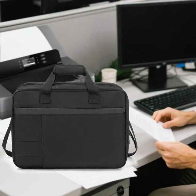 Alt view image 2 of 5 - CURMIO Double Layer Printer Carrying Case Compatible with HP Tango/Tango X, OfficeJet 200/250, Wireless Mobile Printer Travel Bag with Luggage Strap and Pockets for 15.6 Laptop, Bag only