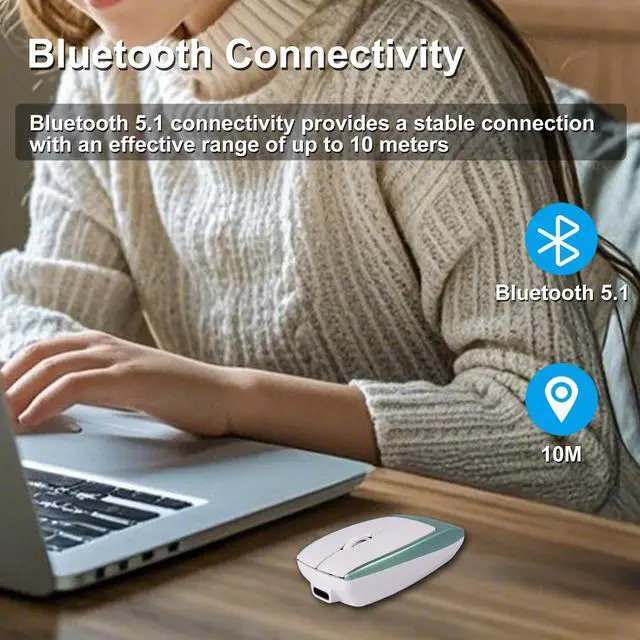 Alt view image 4 of 5 - Bluetooth Mouse Rechargeable Portable Mini Computer Mice with TF Card Reader 3 Adjustable DPI Optical Lightweight Silent Wireless Mouse for Laptop Tablet Cell Phone Windows Mac OS Android iOS, Green