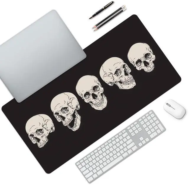 Alt view image 2 of 4 - MAYCARI Skull Skeleton Desk Mat Cool Desk Pad Mouse Pad Large Black Gaming Mousepad XXL Laptop Keyboard Desktop Writing Pad for Girls Students 31.5"X15.7"