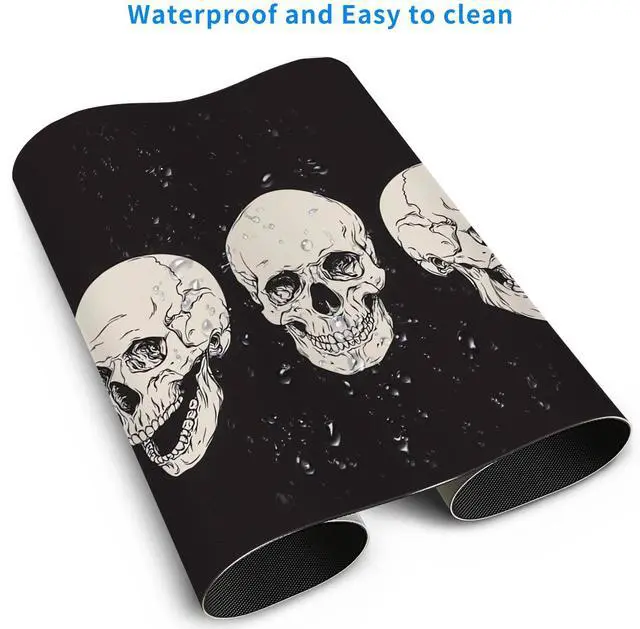 Alt view image 3 of 4 - MAYCARI Skull Skeleton Desk Mat Cool Desk Pad Mouse Pad Large Black Gaming Mousepad XXL Laptop Keyboard Desktop Writing Pad for Girls Students 31.5"X15.7"