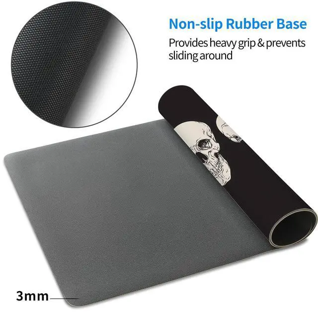 Alt view image 4 of 4 - MAYCARI Skull Skeleton Desk Mat Cool Desk Pad Mouse Pad Large Black Gaming Mousepad XXL Laptop Keyboard Desktop Writing Pad for Girls Students 31.5"X15.7"