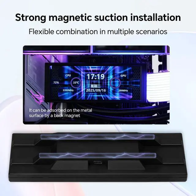 Alt view image 2 of 5 - Thermalright Trofeo Vision LCD AIO Display 6.86 PC Monitor, USB Type-C Screen for Real-Time Hardware Monitoring, with Preset & DIY Themes for Gaming PC Case/CPU Cooler(Black)