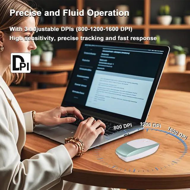 Alt view image 5 of 5 - Bluetooth Mouse Rechargeable Portable Mini Computer Mice with TF Card Reader 3 Adjustable DPI Optical Lightweight Silent Wireless Mouse for Laptop Tablet Cell Phone Windows Mac OS Android iOS, Green