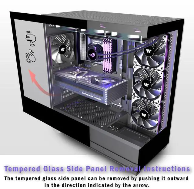 Alt view image 5 of 5 - KEDIERS PC CASE ATX 4 Fans Pre-Installed, Type-C Mid Tower Computer Case with Full-View Dual Tempered Glass, Gaming PC Case,Black,P4