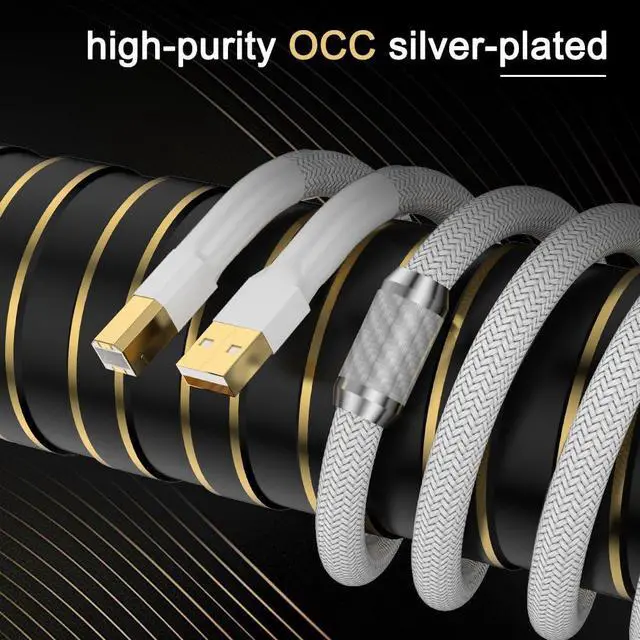 Alt view image 3 of 5 - HiFi USB Cable 2.0 Type A to B High Speed Compatible with HP Canon, Brother, Samsung, Dell, Epson, Printer Cord for DAC, Decoder, Printer, Scanner and More (1.5m)