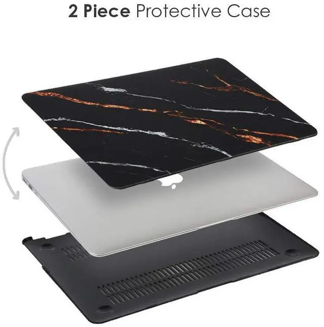 Alt view image 4 of 5 - Velvet Caviar MacBook Air 13 inch Case Marble - Fits Model A1932 - Cute Protective Hard Cases with Keyboard Cover - Black and Gold Marble