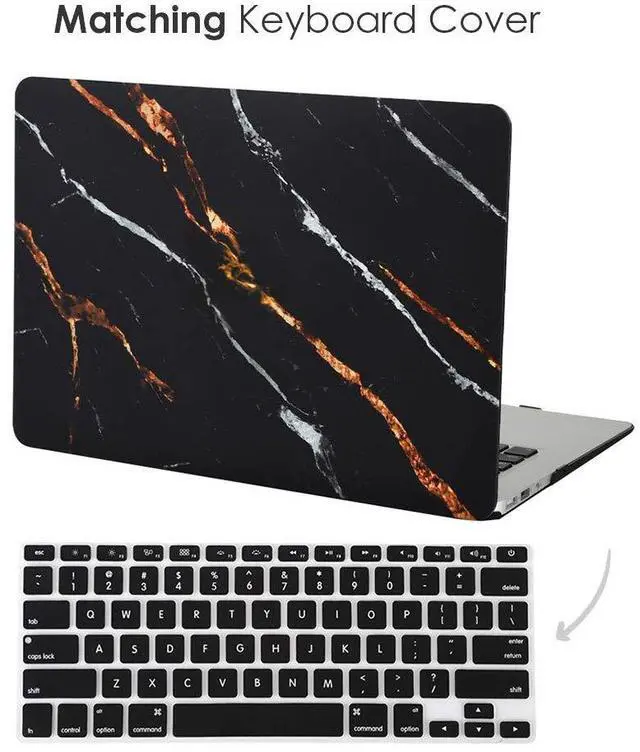 Alt view image 5 of 5 - Velvet Caviar MacBook Air 13 inch Case Marble - Fits Model A1932 - Cute Protective Hard Cases with Keyboard Cover - Black and Gold Marble