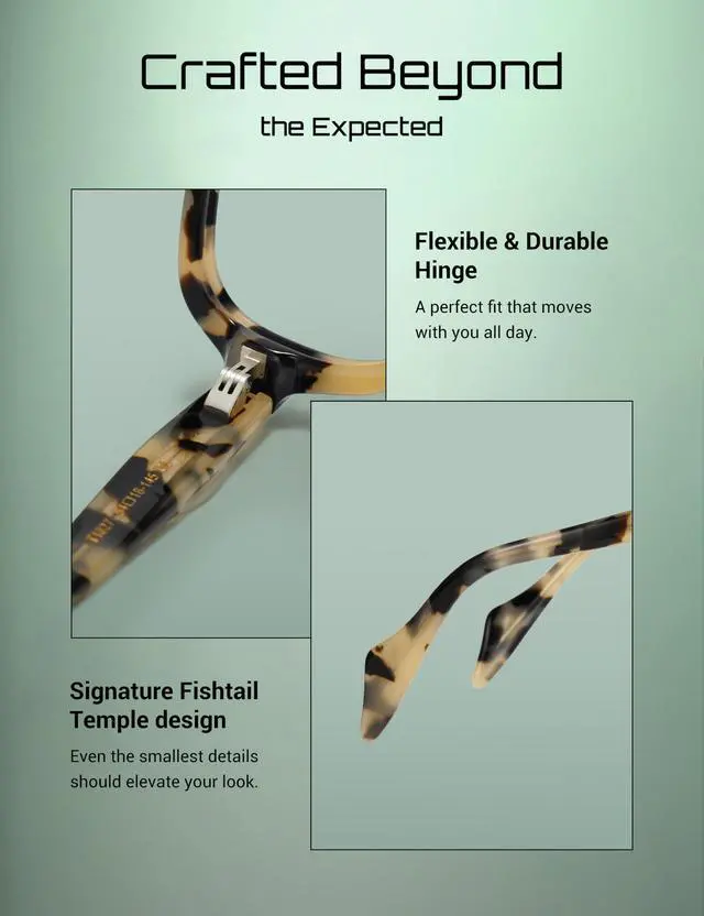 Alt view image 3 of 5 - TIJN Vintage Inspired Blue Light Blocking Glasses for Women Men, Modern Square Acetate Screen Glasses for Digital Eye Strain Relief, AL01