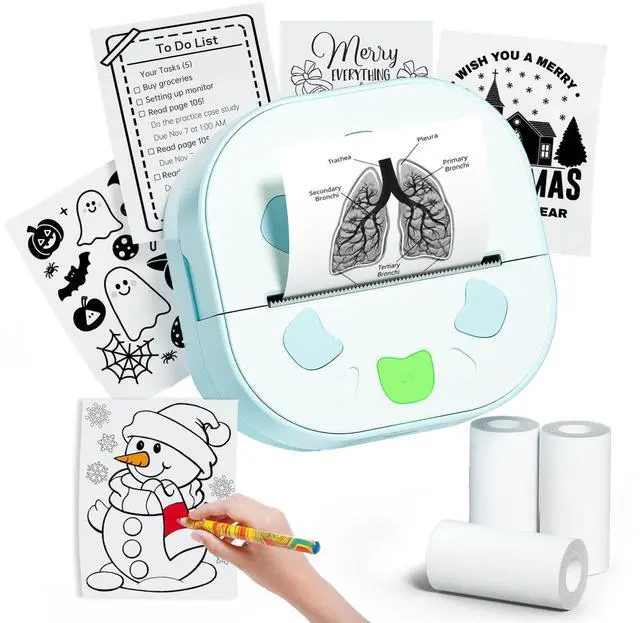 Main image of Mini Sticker Printer PrintPods, Portable Bluetooth Sticker Maker Machine with 3 Rolls Paper, D21 Thermal Inkless Photo Printer, Impresora Portátil for Phone DIY Photos Study Notes Journal Kids Gift