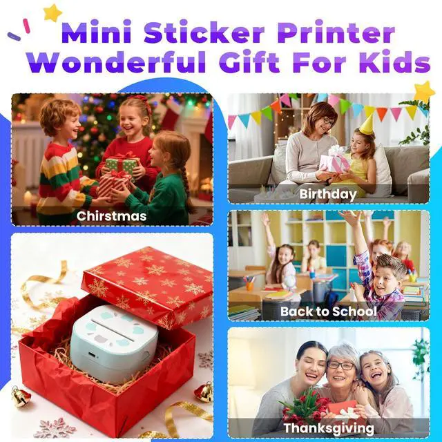 Alt view image 2 of 5 - Mini Sticker Printer PrintPods, Portable Bluetooth Sticker Maker Machine with 3 Rolls Paper, D21 Thermal Inkless Photo Printer, Impresora Portátil for Phone DIY Photos Study Notes Journal Kids Gift