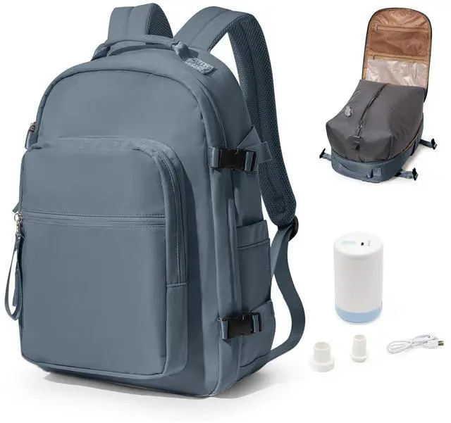 Main image of bergsalz Vacuum Backpack With Pump,Travel Laptop Backpacks For Women Men,Airback Backpacks With Vacuum Compression Bags Seal Packing,Carry On Backpack, Personal Item Travel Bag Sapphire Blue