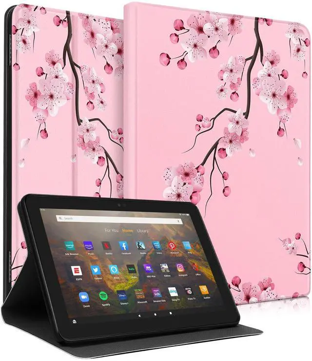 Main image of Wazzasoft for Amazon Kindle Fire HD 8/8 Plus Tablet Case 10th/12th Generation for Women Girls Folio Cover Cute Fashion Design Girly Floral Flower Kawaii Pretty Unique Cases for Kindle Fire Case 8 Inch