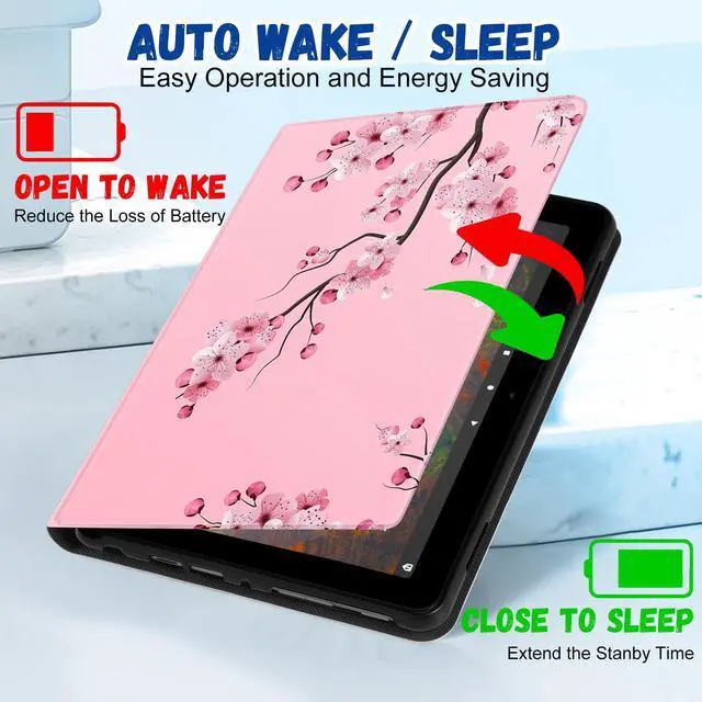 Alt view image 5 of 5 - Wazzasoft for Amazon Kindle Fire HD 8/8 Plus Tablet Case 10th/12th Generation for Women Girls Folio Cover Cute Fashion Design Girly Floral Flower Kawaii Pretty Unique Cases for Kindle Fire Case 8 Inch