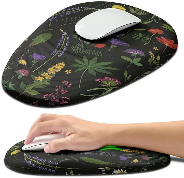 Main image of Hokafenle Ergonomic Mouse Pad Wrist Support with Stepped-Wedge Design, Wrist Rest Pain Relief Mousepad Filled with Memory Foam, Carpal Tunnel Mousepad for Wireless Mouse(12x8 inch, Foliage)
