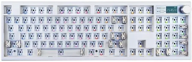 Main image of GMK104 Barebones Keyboard Kit with Screen&Knob,QMK/VIA Programmable BT5.0/2.4GHz/Type-C Tri-Mode Gasket Mounted Hot Swap RGB Backlit Full Size Custom PCB Kit DIY Mechanical Keyboard for Win/Mac(White)