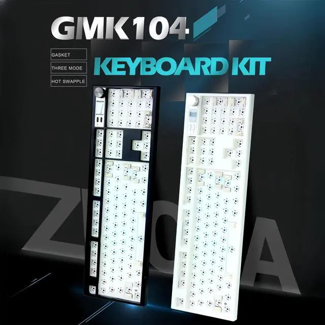 Alt view image 2 of 5 - GMK104 Barebones Keyboard Kit with Screen&Knob,QMK/VIA Programmable BT5.0/2.4GHz/Type-C Tri-Mode Gasket Mounted Hot Swap RGB Backlit Full Size Custom PCB Kit DIY Mechanical Keyboard for Win/Mac(White)