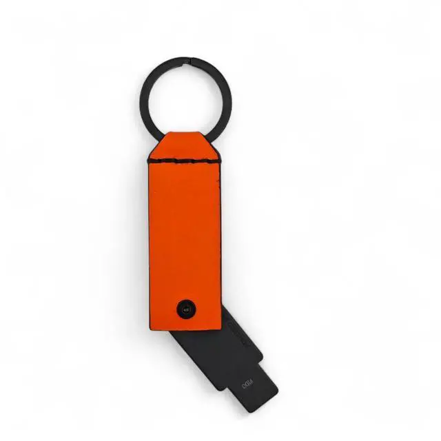 Alt view image 2 of 5 - Leather Case for YubiKey 5 NFC and 5C NFC, Protector Yubico, Flip Cover Security Key, Keychain Holder with Metal Ring, 9 colors (Orange)