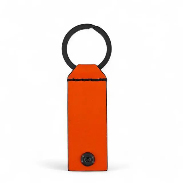 Alt view image 3 of 5 - Leather Case for YubiKey 5 NFC and 5C NFC, Protector Yubico, Flip Cover Security Key, Keychain Holder with Metal Ring, 9 colors (Orange)