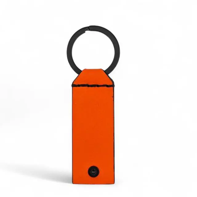 Alt view image 4 of 5 - Leather Case for YubiKey 5 NFC and 5C NFC, Protector Yubico, Flip Cover Security Key, Keychain Holder with Metal Ring, 9 colors (Orange)