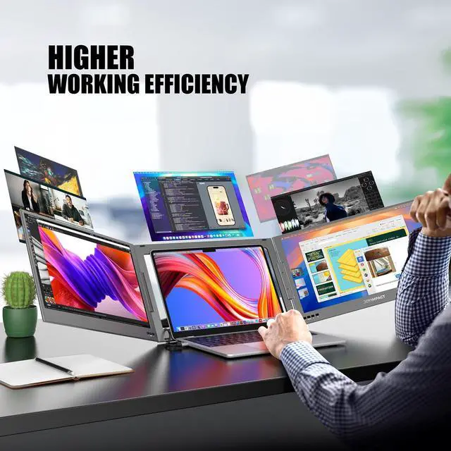 Alt view image 4 of 5 - Dual Screen Laptop Monitor Extender, 15.6" Fully Compatible Laptop Triple Screen Extender, FHD 1080P IPS Portable Monitor for Laptops 12~17 inch, Plug & Play with USB-C for Win/Mac/PS5/Switch/PS4